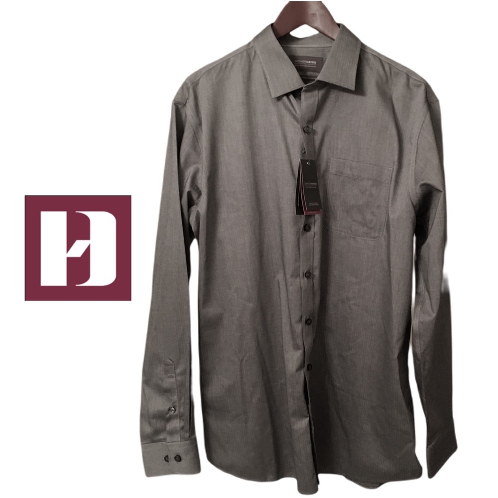 Denver Hayes Mens Dress Shirt Grey Formal Event Office Manager Size Large
